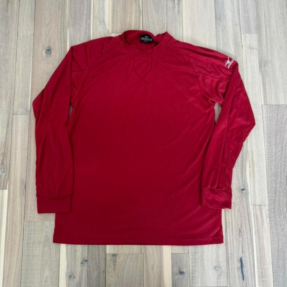 Mizuno red long sleeve shirt Size L #athleticwear #gym